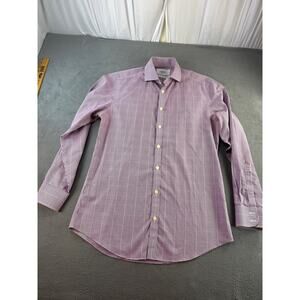 Charles Tyrwhitt Shirt Mens 15.5x33 Purple Check Non Iron Extra Slim Fit‎